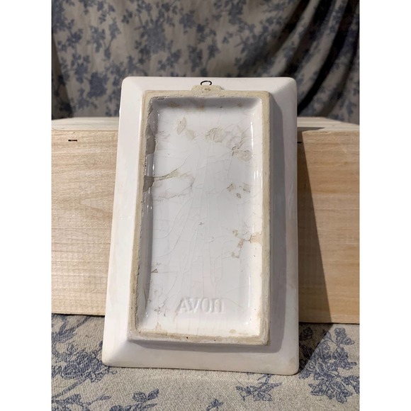 Ceramic 1990s Avon Spoon Rest Plate with Wall HangingHook - Picture 8 of 11